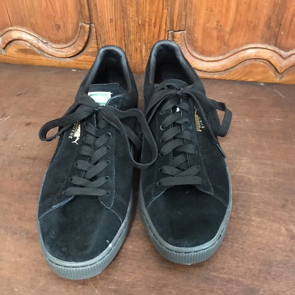 NEW PUMA SUEDE CLASSIC CASUAL ALL BLACK ORIGINAL SNEAKERS MENS SIZE 13 - Picture 4 of 6